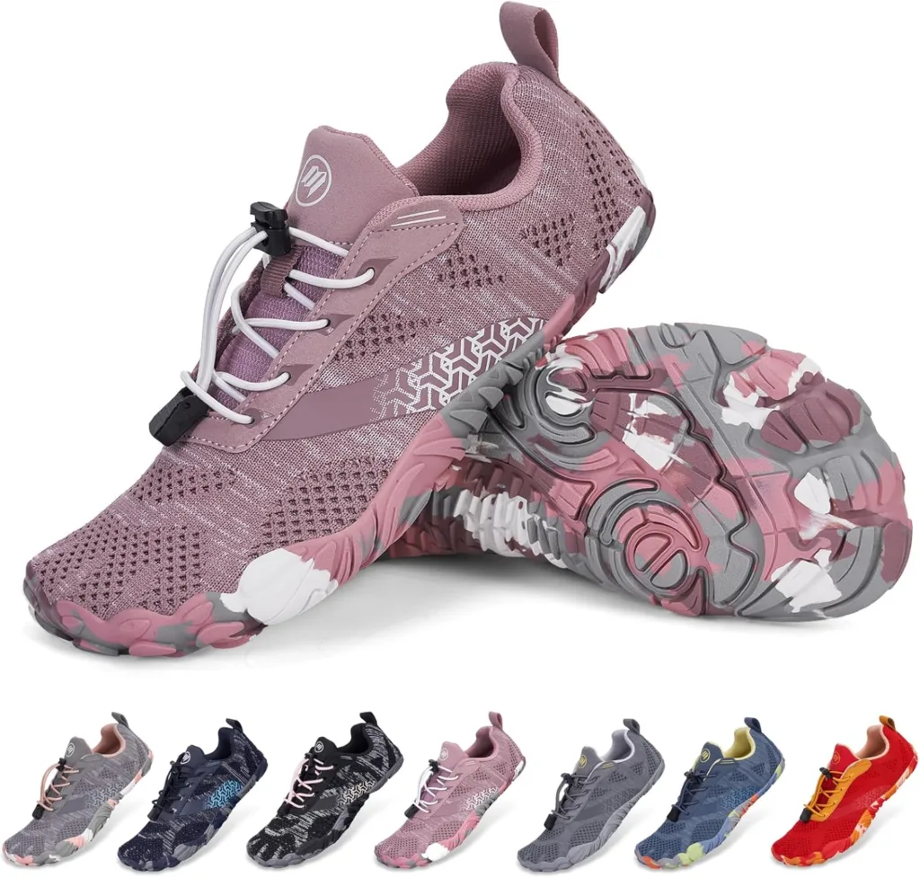 Ldkekdf BibHoly Barefoot Shoes Barefoot Shoes Lightweight Breathable Trail Running Shoes Non-Slip Trainers Walking Shoes with Zero-Drop Solhe, 1a02 pink Herr