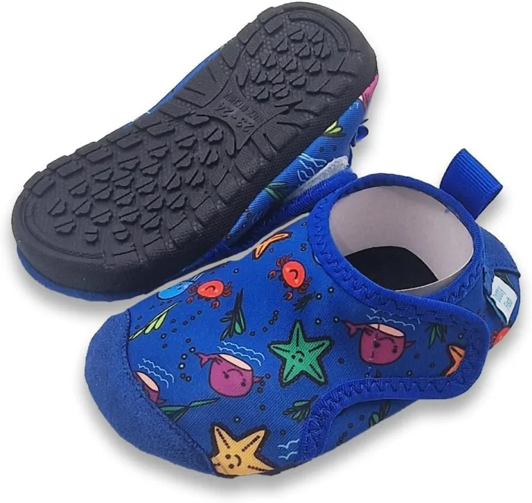 Dotty Fish Baby and Water Shoes – Barefoot, Non Slip for Pool and Beach, Quick Drying, Soft Rubber Sole, Adjustable Closure Barn