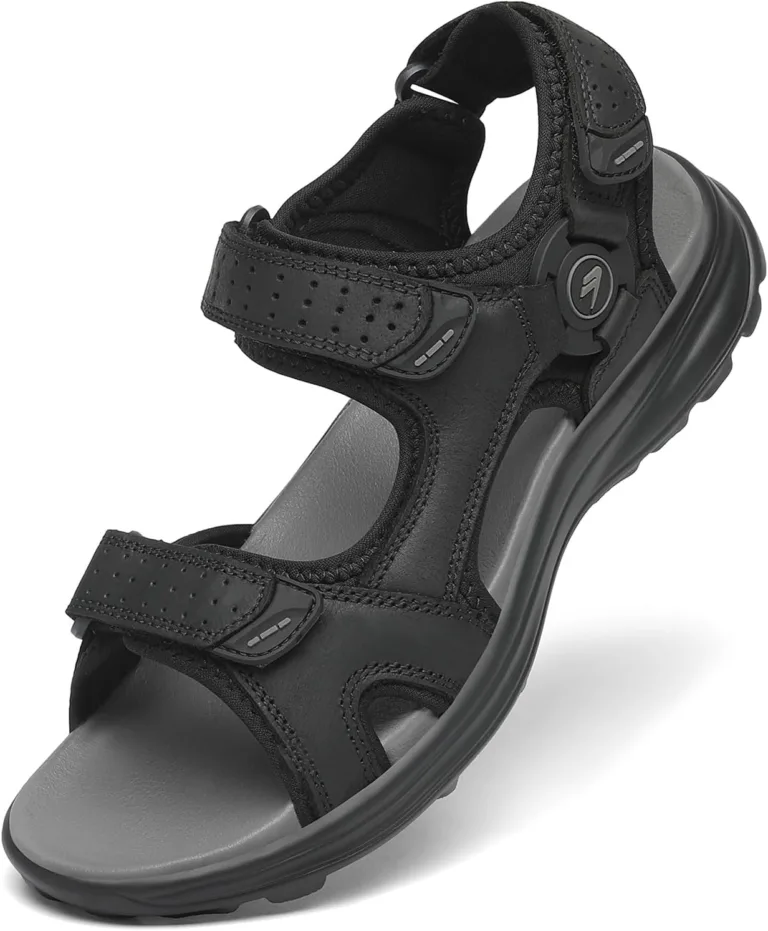 Flarut Sports Sandals Summer Breathable Beach Shoes Leather Casual Walking Sandals Outdoor Non-Slip Hiking Sandals Herr