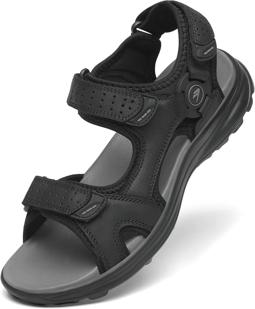 Flarut Sports Sandals Summer Breathable Beach Shoes Leather Casual Walking Sandals Outdoor Non-Slip Hiking Sandals Herr