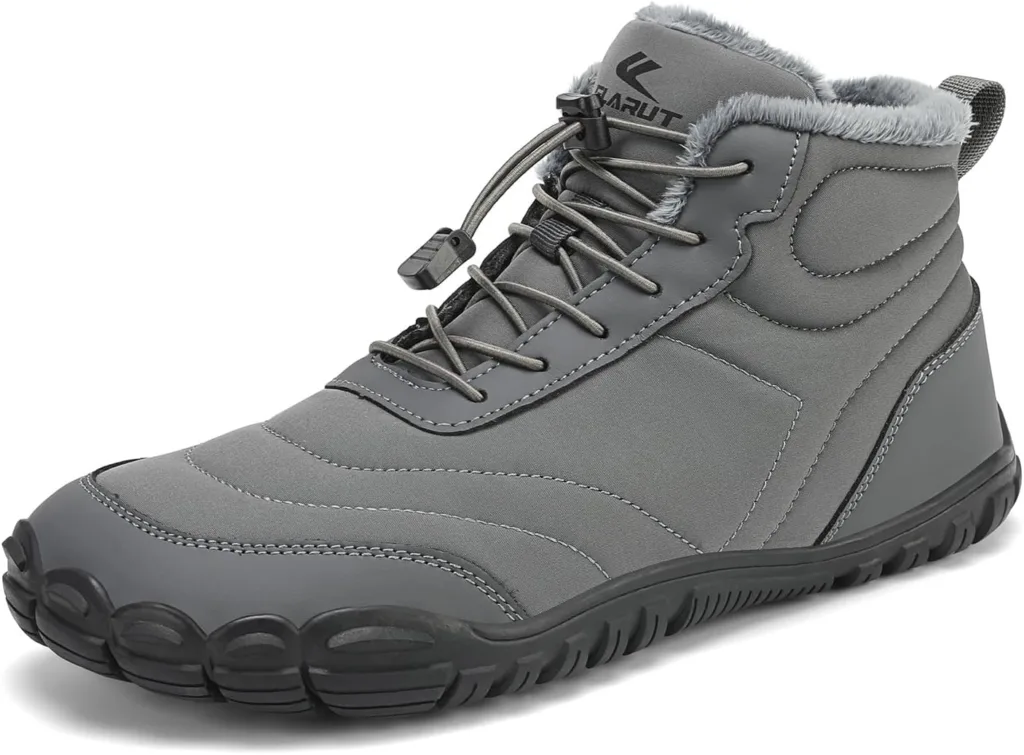 Flarut Winter Barefoot Shoes Warm Lined Winter Shoes Wide Toe Water-Repellent Trail Running Shoes Winter Herr