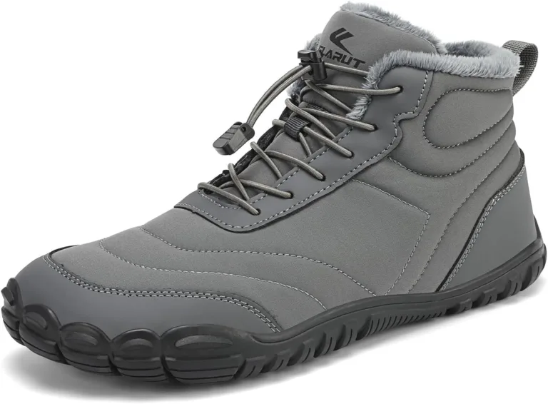 Flarut Winter Barefoot Shoes Warm Lined Winter Shoes Wide Toe Water-Repellent Trail Running Shoes Winter Herr