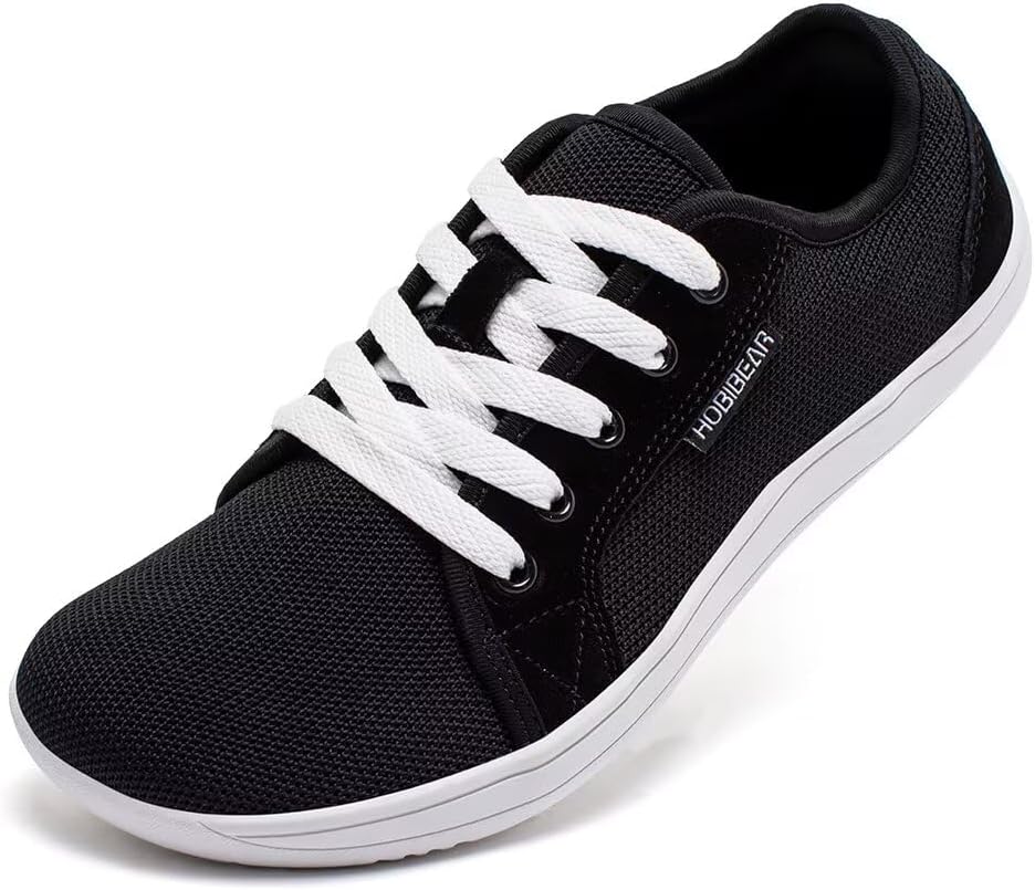 Hobibear Wide Barefoot Shoes Barefoot Shoes Minimalist Outdoor Trail Running Walking Shoes,Black White Dam