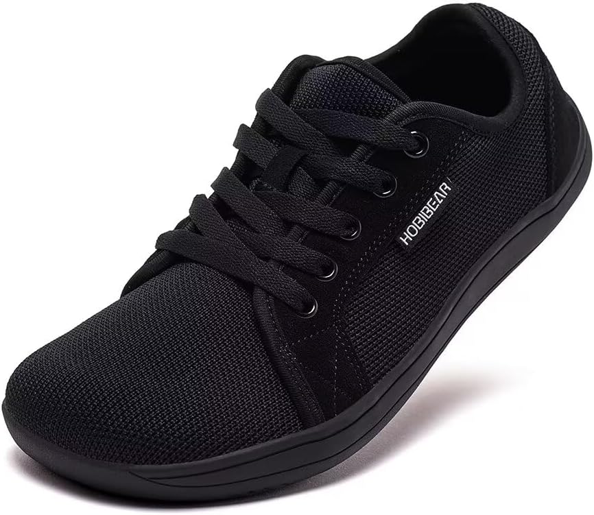 Hobibear Wide Barefoot Shoes for Outdoor Track Running Minimalist Walking Shoes Lightweight and Breathable, Black Dam