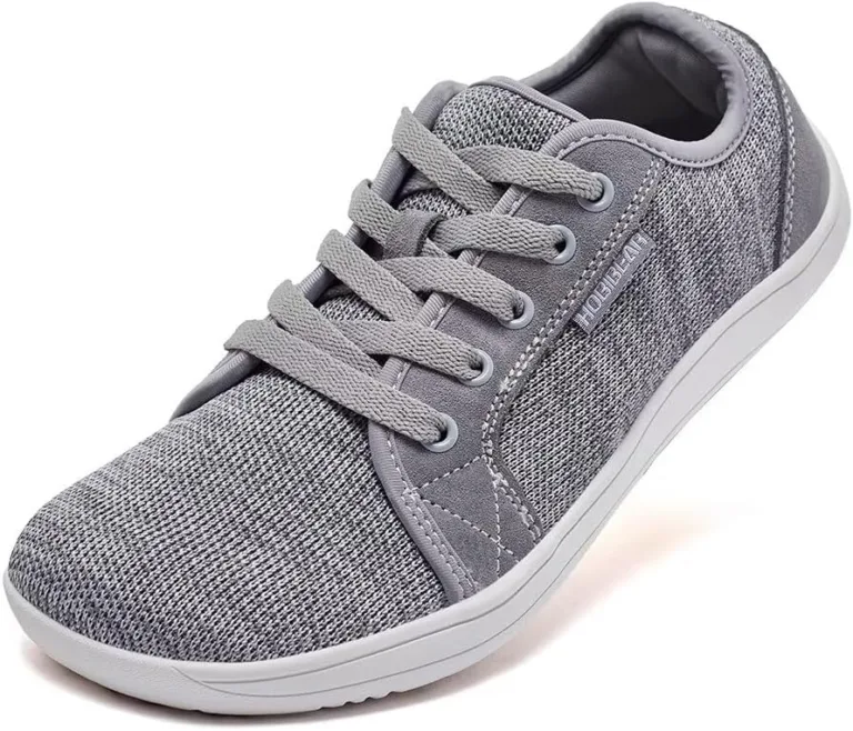 Hobibear Wide Barefoot Shoes for Outdoor Trail Running Minimalist Walking Shoes Lightweight and Breathable, Light Grey Herr