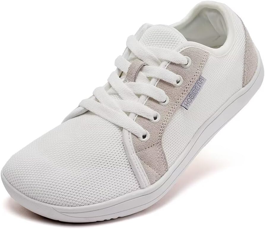 Hobibear Barefoot Wide Shoes for Outdoor Trail Running Minimalist Walking Shoes Lightweight and Breathable, White Herr
