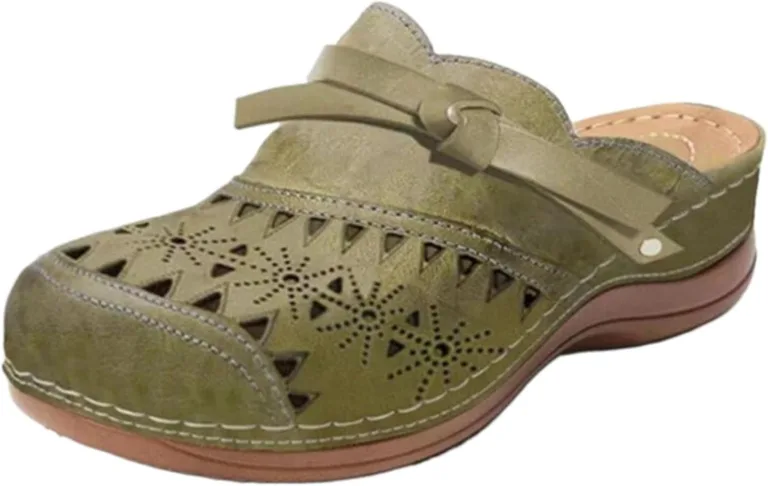 YIzdegg Ladies Summer Wedge Heel Sandals – Closed Sandals Arch Support Slippers Soft Leather Comfortable Outdoor Sandals Soft Sole Sports Sandals Breathable Ladies Sandals Dam
