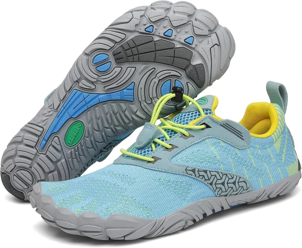 Saguaro Barefoot Shoes Hiking Shoes Trail Running Shoes Minimalist Outdoor Water Sports Shoes, Size 36-48, bule Dam