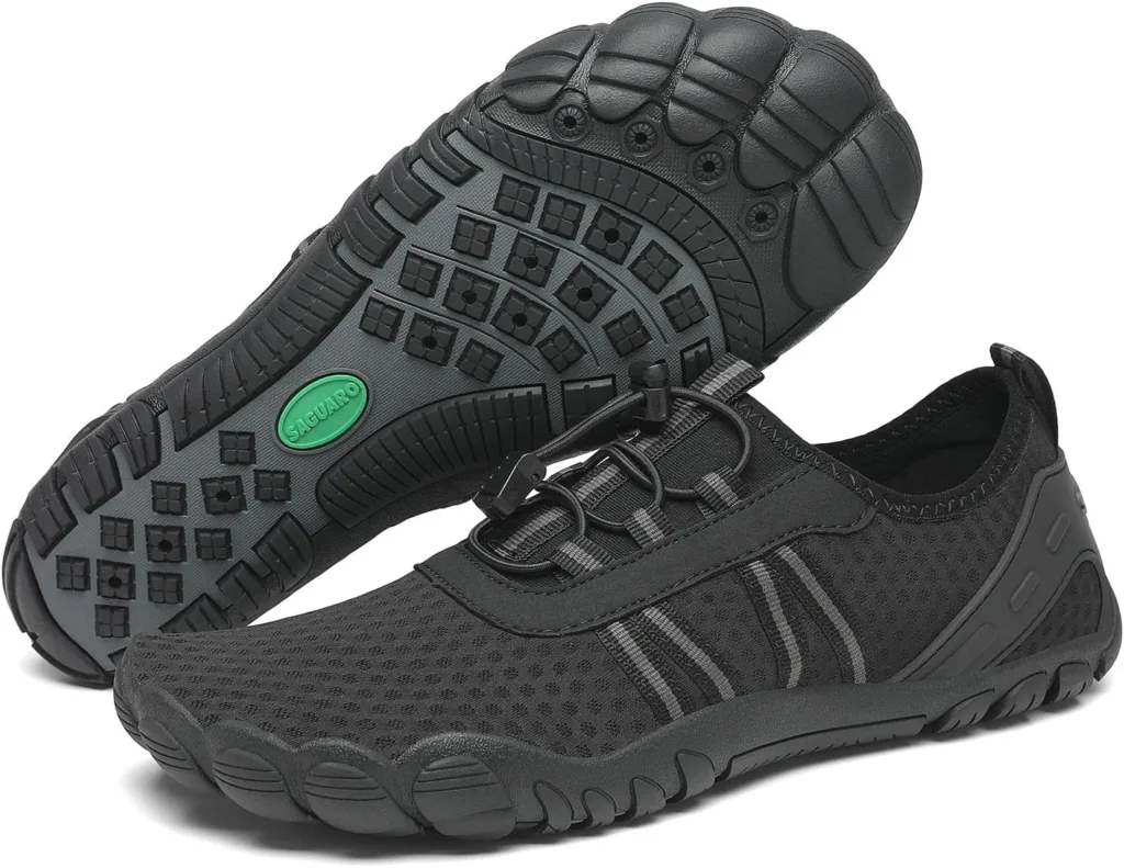 Saguaro Barefoot Swimming Shoes Water Shoes Quick Dry Thick Sole Non-slip Breathable Size 36-48, Black Dam